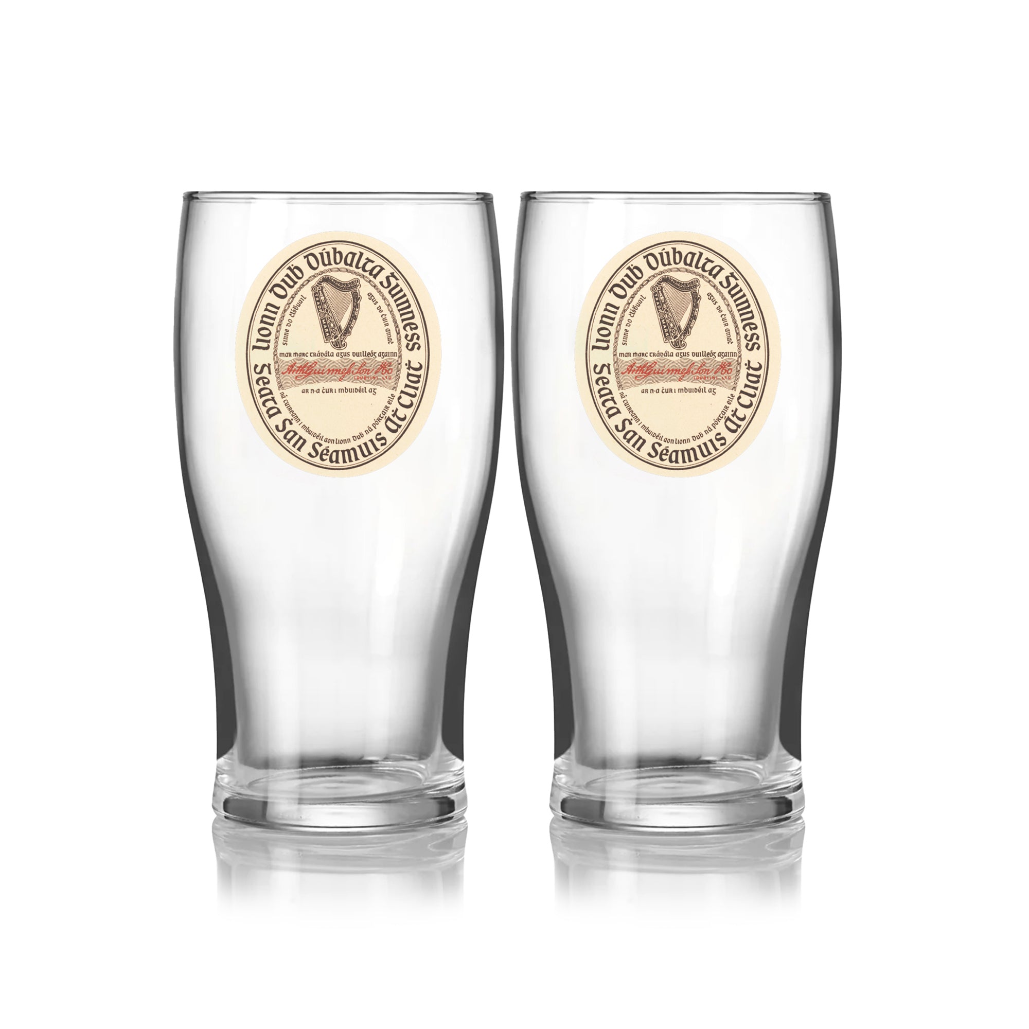 Guinness Vintage Label Pint Glass - 2 Pack