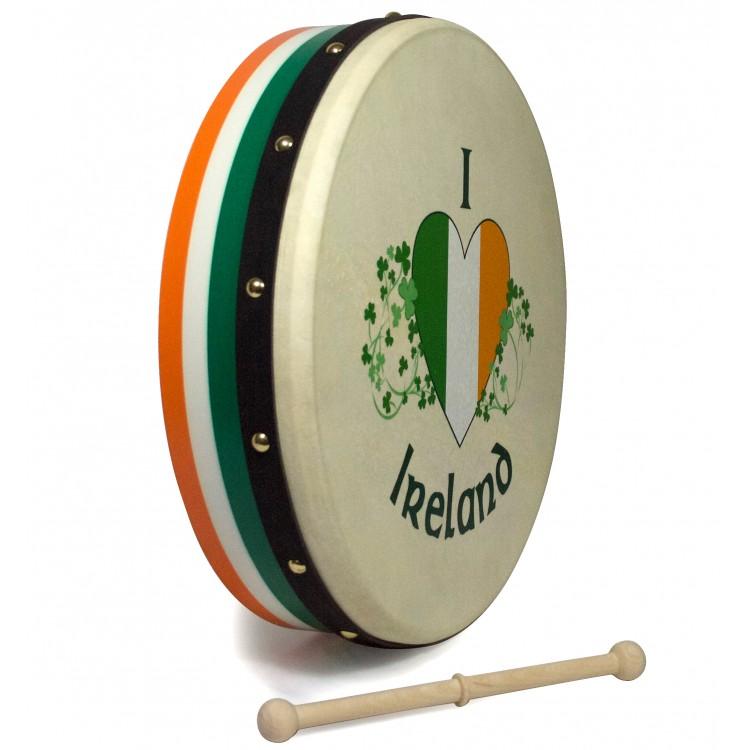 15'' Bodhran - I Love Ireland Tri Color Rim Design