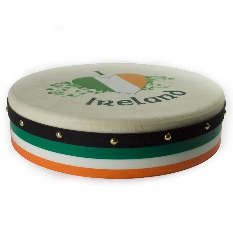 15'' Bodhran - I Love Ireland Tri Color Rim Design