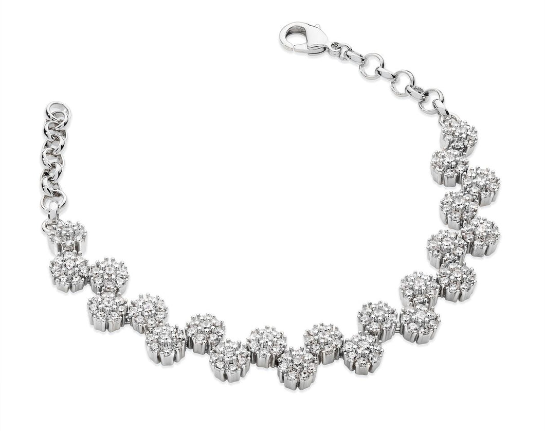 Silver Multiple Daisy Diamante Bracelet
