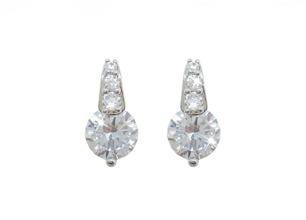 Silver Round Earrings with Pave Bale Earrings