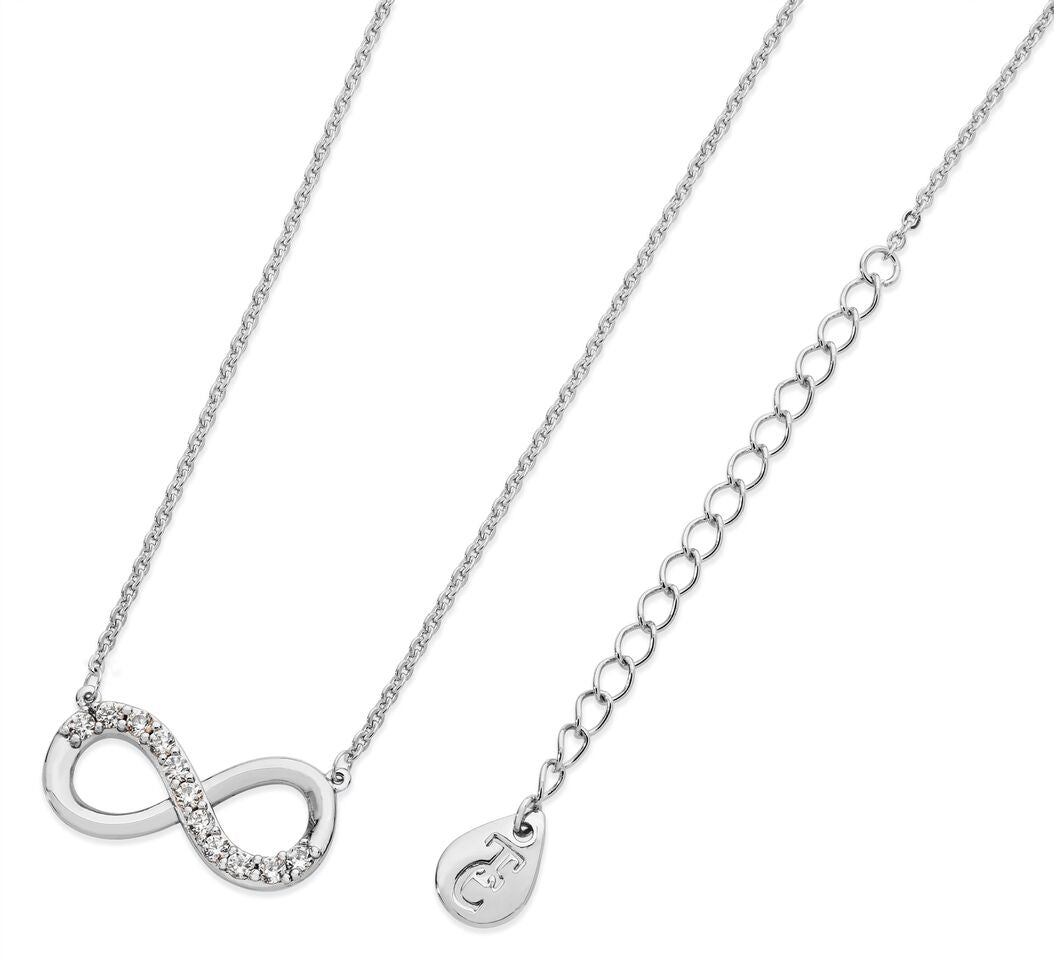 Silver Part Stone-Set Infinity Pendant