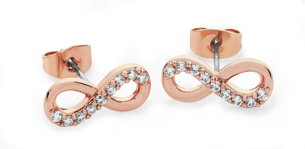 Rose Gold Part Stone-set Infinity Studs Earrings