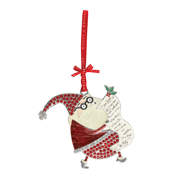 Santa with List Sparkle Decoration