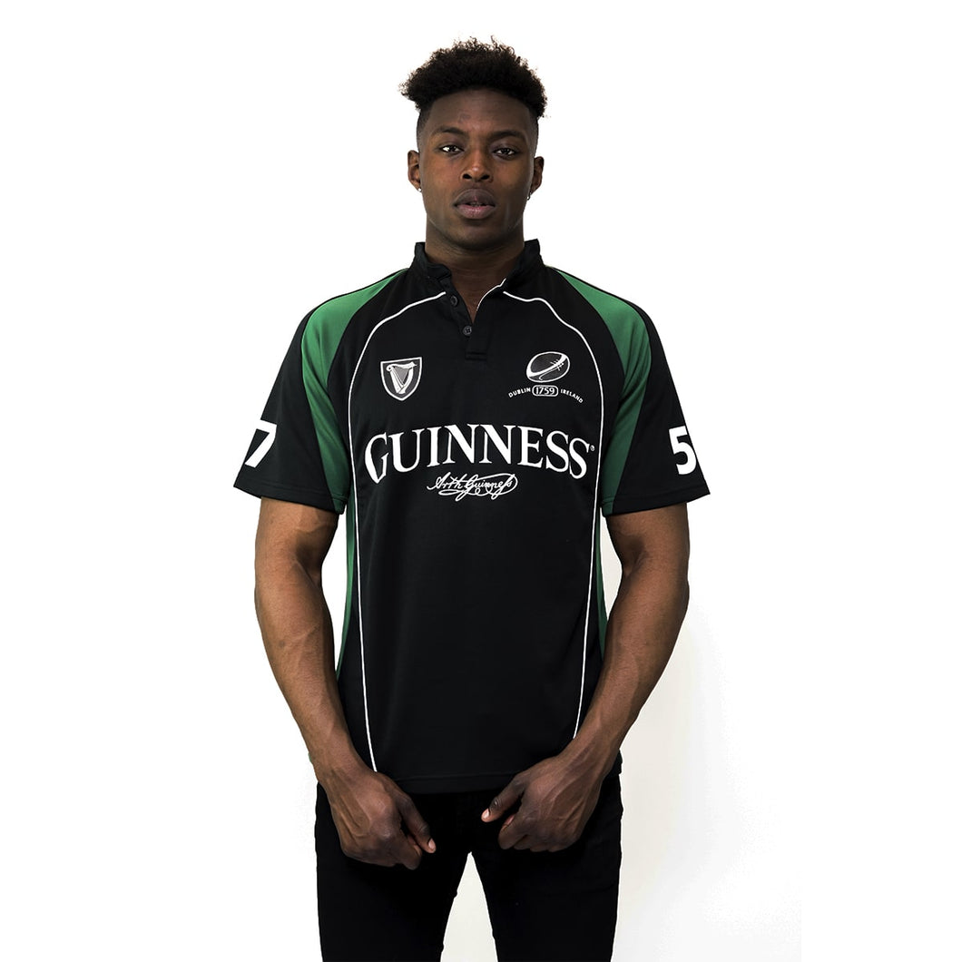 Black and Green Short Sleeve Performance Rugby Jersey