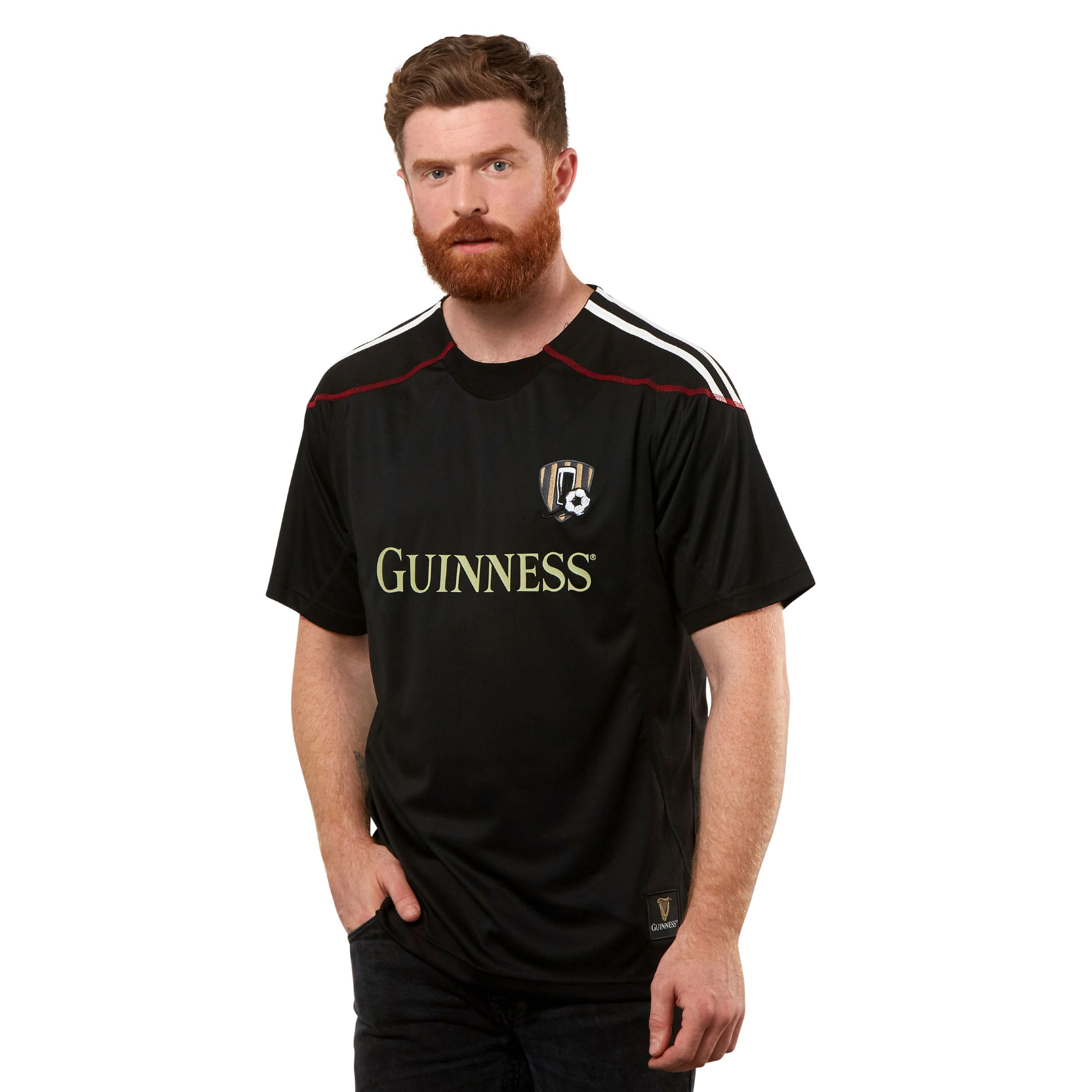 Black and Red Stripe Soccer Jersey