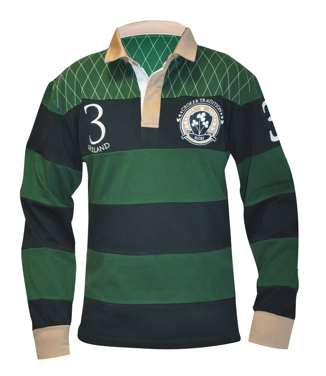 Green and Navy Traditional LS Rugby