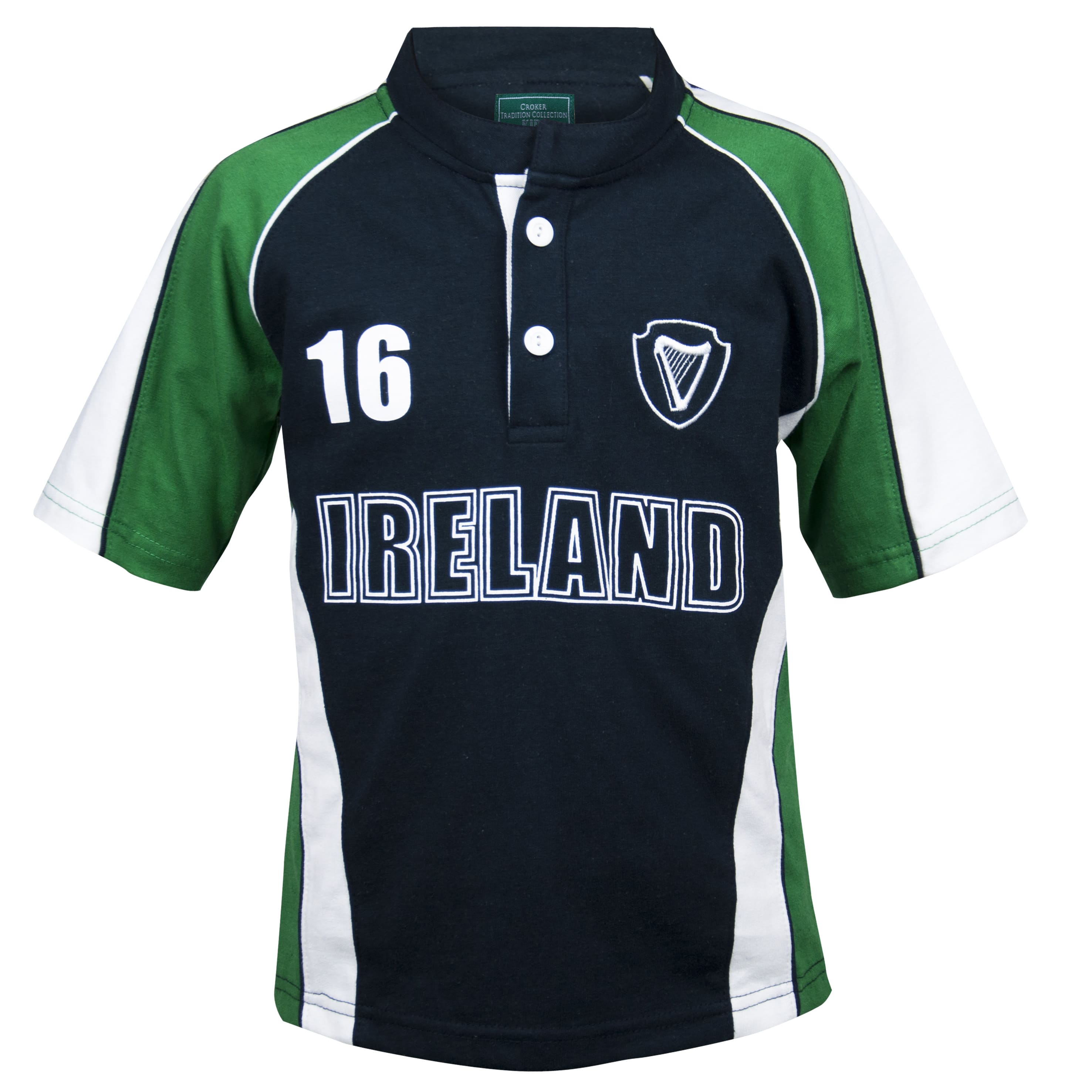 Kids Green and Navy Sports Rugby Jersey