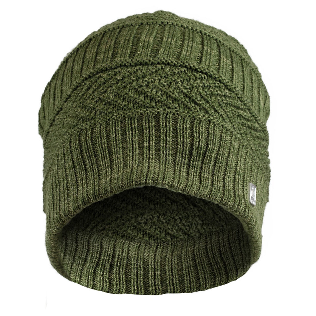 Green Beanie with Woven Detail