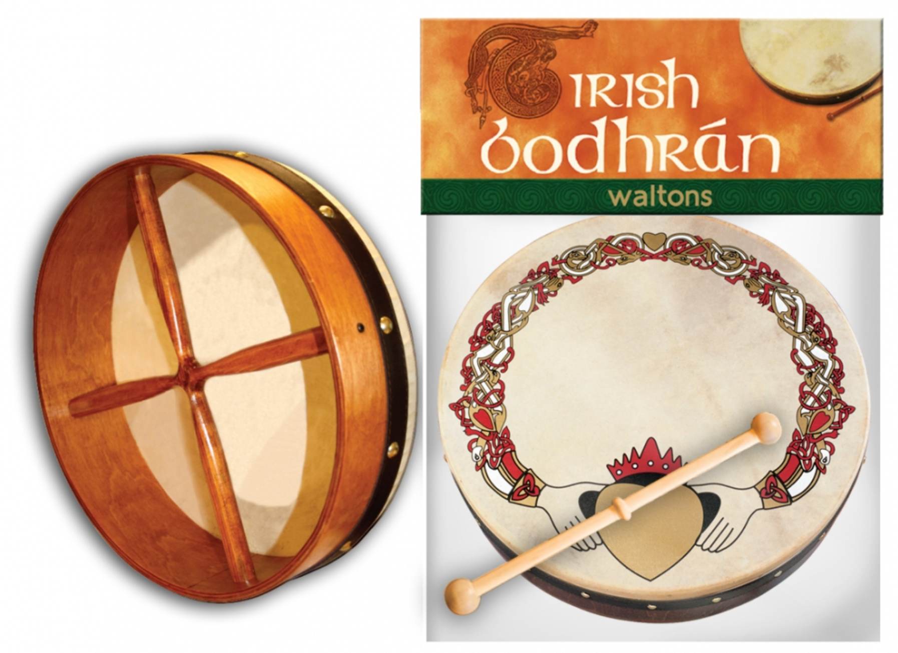 8'' Bodhran - Claddagh Design