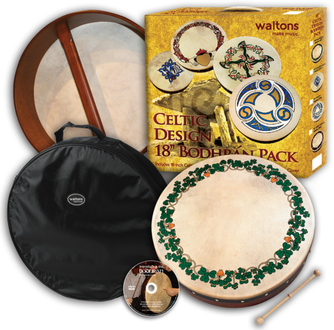 18'' Bodhrán Pack - Shamrock Design