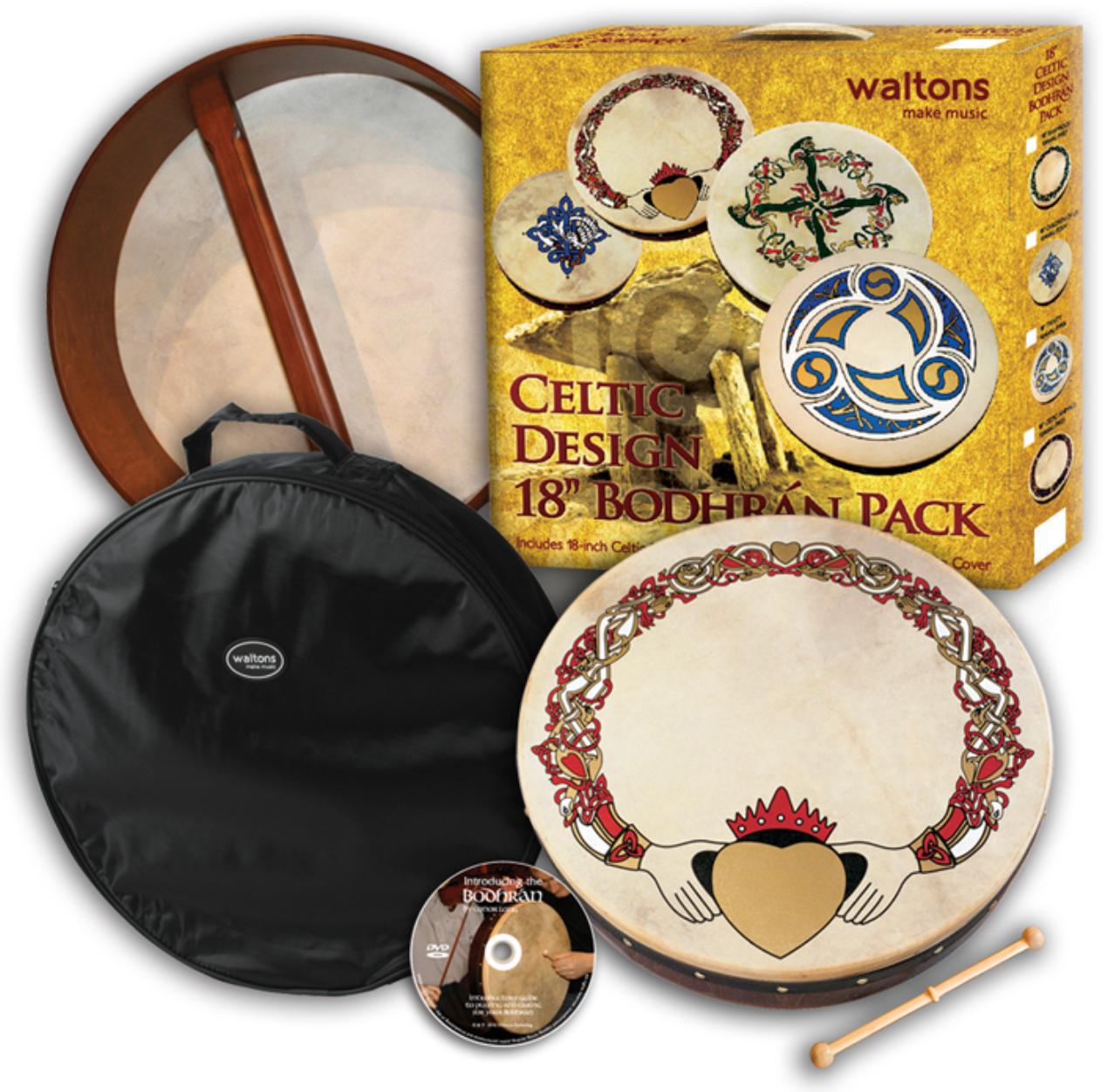 18'' Bodhrán Pack - Claddagh Design