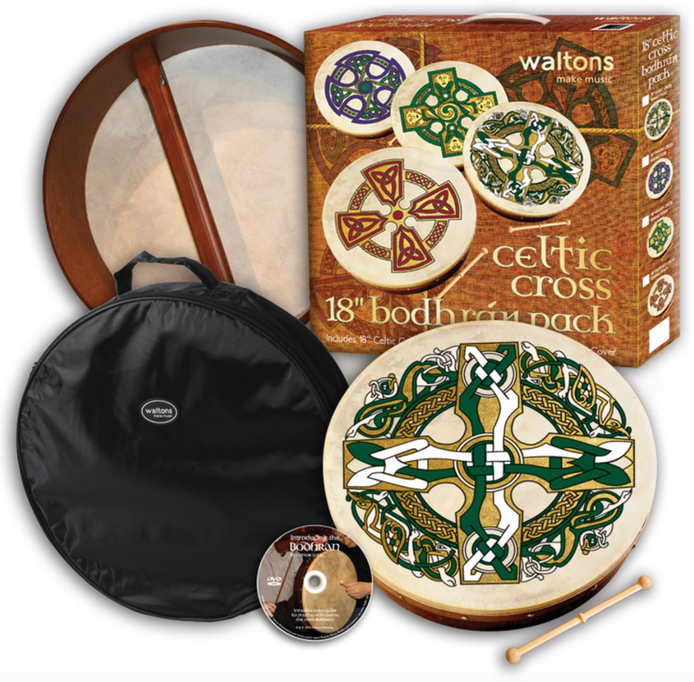 18'' Bodhrán Pack - Gaelic Cross Design