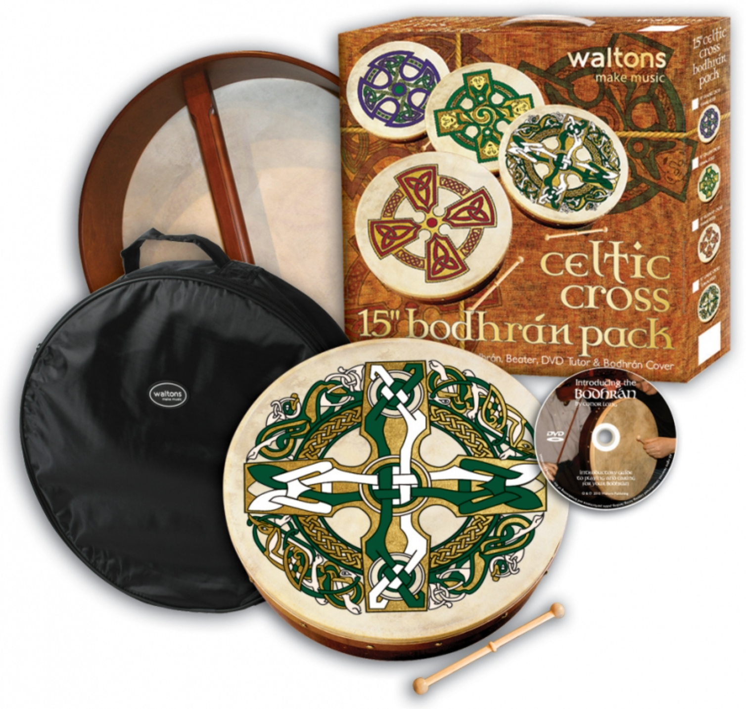 15'' Bodhran Pack - Celtic Cross Design