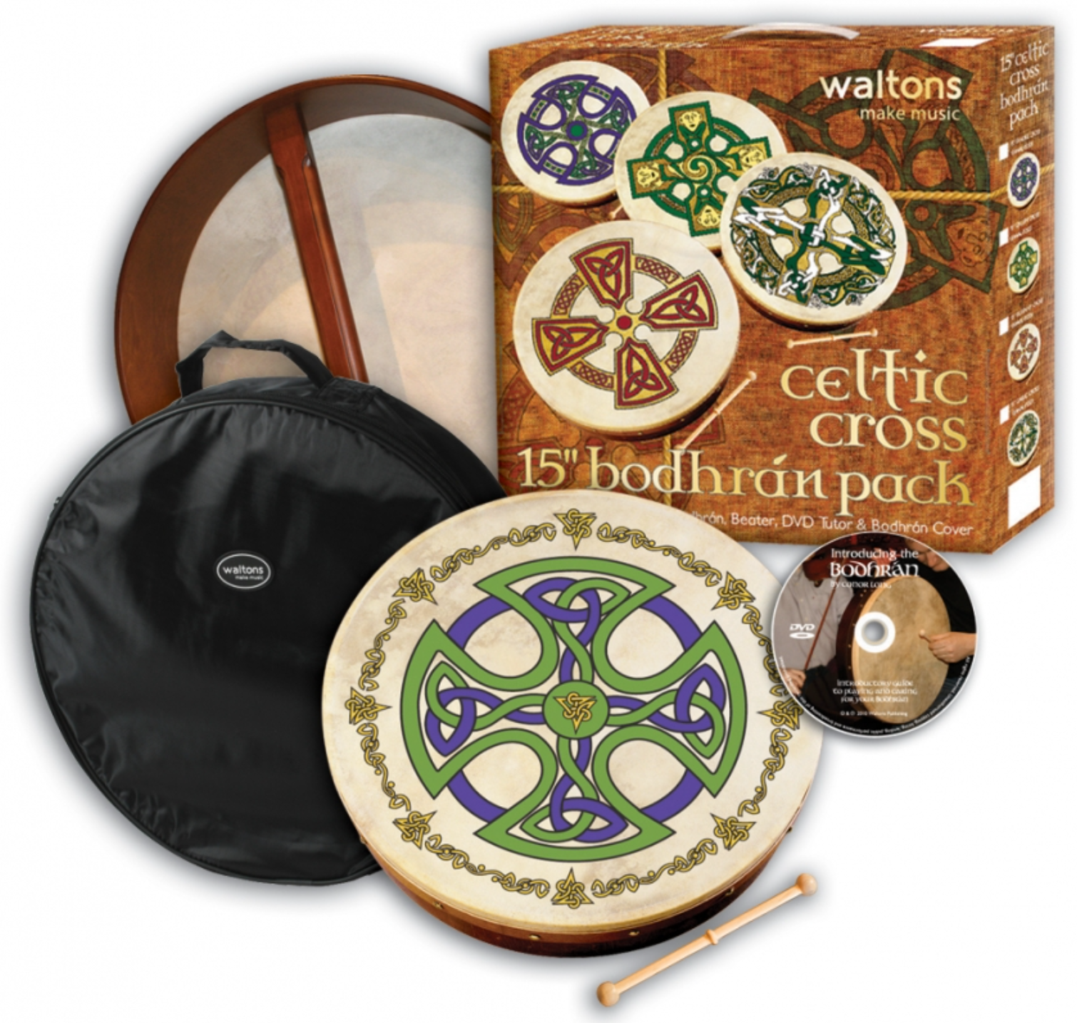 15'' Bodhrán Pack - Brosna Cross Design