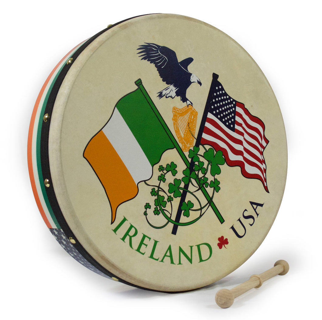 15'' Bodhran - Irish USA Flag Rim Design
