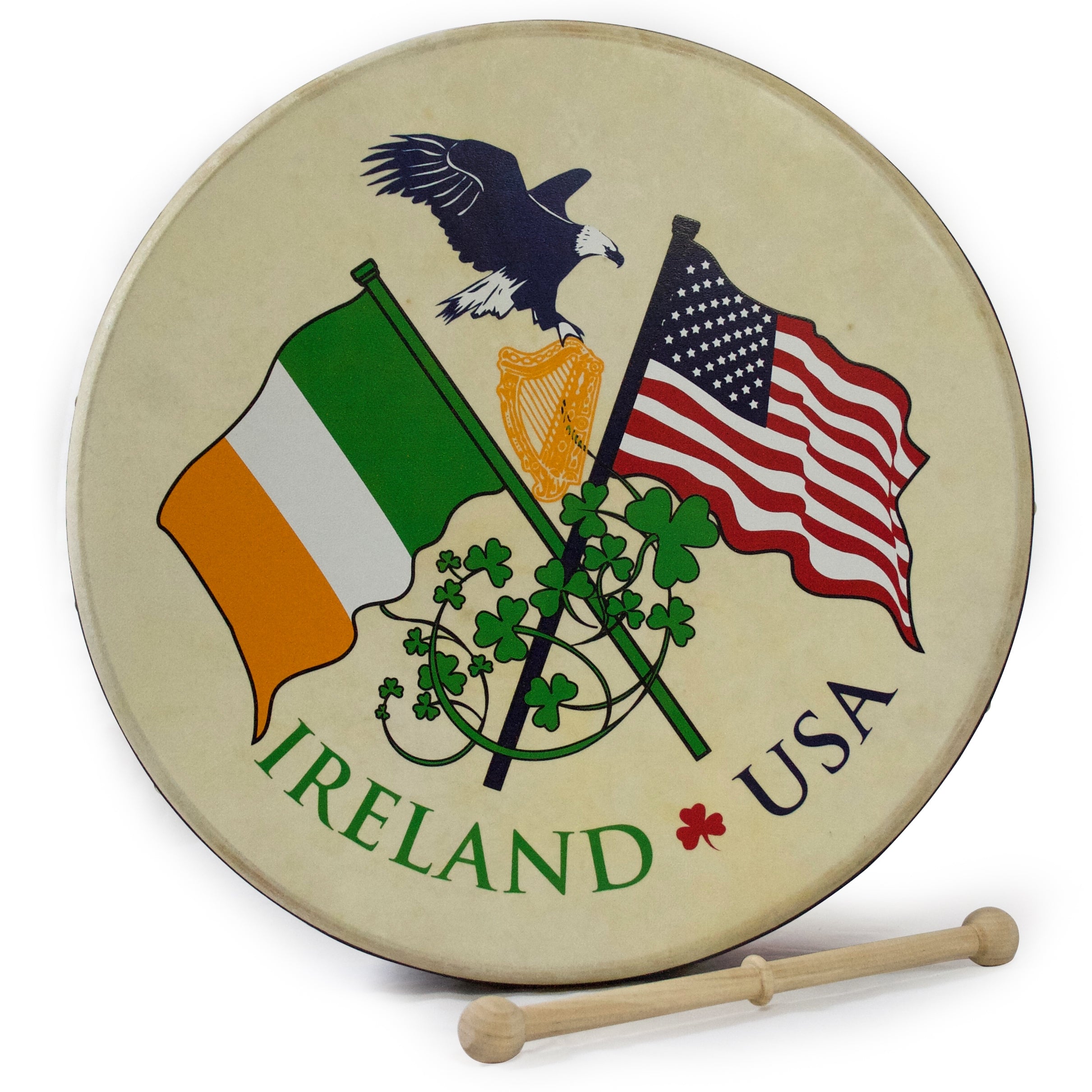 15'' Bodhran - Irish USA Flag Rim Design