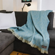 Load image into Gallery viewer, Mohair Throw - Blue &amp; Green
