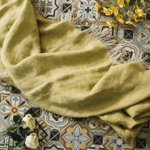 Load image into Gallery viewer, Linen Throw - Blazing Yellow

