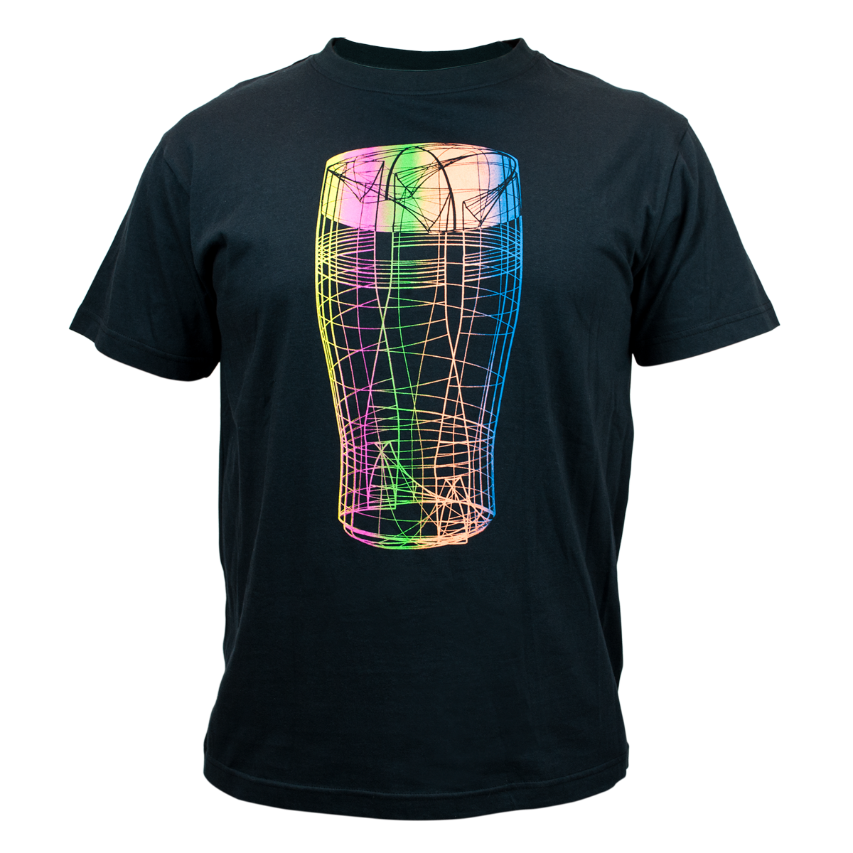 Black Tee with Vibrant Pint Graphic Print