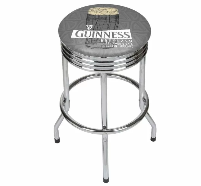 Guinness Chrome Ribbed Bar Stool - Line Art Pint