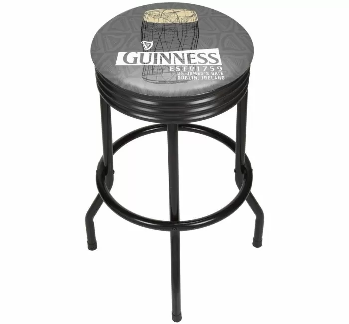 Guinness Black Ribbed Bar Stool - Line Art Pint