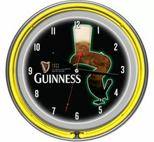 Load image into Gallery viewer, Guinness Chrome Double Rung Neon Clock - Feathering
