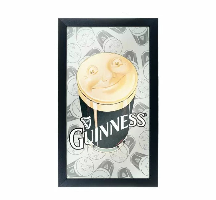 Guinness Framed Mirror Wall Plaque 15 x 26 Inches - Smiling Pint