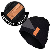 Load image into Gallery viewer, Black Beanie with Leather Patch
